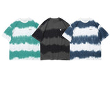 Harajuku Tie Dye Striped Graphic T Shirts Men Short Sleeve Cotton Oversize Loose Tees Tops Summer Hip Hop Streetwear