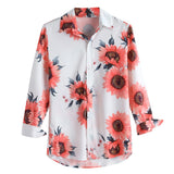 Men's Floral Shirt Long Sleeve Casual Shirt Fashion Rose Flower 3D Printed Turn-down Collar Slim Hawaii Shirt For Mens