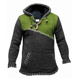 Autumn Winter Oversized Sweater Men New Casual Full Sleeve Hooded Sweaters Patchwork Jumper Knitted Sweater Pullover Men