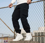 Foesce Winter Fleece Cargo Pants Thicken Men's Baggy Cotton Wadded Trousers Velveting Mens Casual Straight Male Bottoms