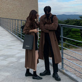 Winter Thicken Woolen Coat Men Warm Fashion Belt Oversized Long Woolen Coat Men Korean Loose Couple Trench Coat Mens Overcoat