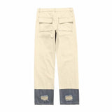 Dark Icon Patchwork Ripped Jeans Men Street Fashion Straight Men's Denim Pants 2 Colors