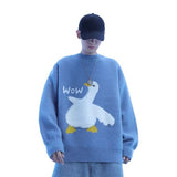 Harajuku Knitted Sweater Men Women Cartoon Goose Pattern Sweater Pullover Hip Hop Streetwear Loose Spring Autumn Sweater