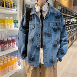 Men Jean Jacket Spring and Autumn Ins Tide Brand Korean Version of The Trend of Loose Teenagers Versatile Lapel Jacket Coat