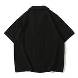 Bandana Suit Collar Men's Shirt Vintage Street Short Sleeved Summer Shirts for Man Black Green