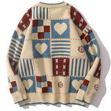 Vintage Sweater Mens Hip Hop Streetwear Harajuku Retro Japanese Style Love Knitted Sweater  Couples Autumn Cotton Pullover