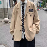 Men's Streetwear Suit Jackets Casual Fashion Single Western-style Clothes Blazers Khaki/black Color Coats Plus Size S-3XL