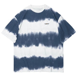 Harajuku Tie Dye Striped Graphic T Shirts Men Short Sleeve Cotton Oversize Loose Tees Tops Summer Hip Hop Streetwear