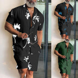 Foesce New Men's Summer Large Size Shirt Set Fitness Outdoor Two-piece Suit Andhome Clothes Pajamas Comfy Loose Simple Beach Shirt Sets