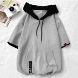 Summer Men's Ice Silk Short-sleeved Hooded Sweatshirt Loose Pullover Top Male Streetwear Hoodie Sudaderas Con Capucha