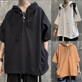 Harajuku Men Short Sleeve Tees High Street Loose Pullover Hoodies Solid Fashion Half Sleeve T Shirts Camisetas De Los Hombres