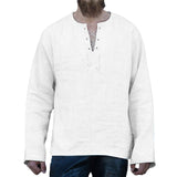 Foesce Linen Cotton Tunic Shirt Long Sleeves Knights Viking Pirate Costume Men Norse Medieval Warrior Hero Ragnar Lothbrok For Adult
