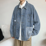 Ins Retro Tooling Denim Jacket Male Korean Version of The Spring and Autumn Trend Student Loose Tide Brand Jacket