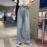 Foesce New Women Loose Vintage Female Pants Fashion Femme Harajuku Baggy Jeans Female Casual Funny Gothic straight-leg Summer Jeans ins