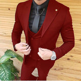 Foesce Mens Wedding Suits Groom Wear Tuxedos Prom Dresses Best Man Suit Party Suit Business Suit Three Pieces Suit( Jacket+Pants+Vest)