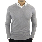 Foesce High Quality New Fashion Brand Woolen Knit Pullover V Neck Sweater Black for Men Autum Winter Casual Jumper Men Clothes 2Xl