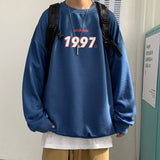 Korean Men's Oversized Sweatshirts Graphic Printed Man  Casual Hoodies Winter Fleece Male Loose Pullovers Tops