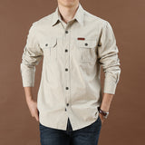 Cotton Casual Shirt Men Oversize Loose Long Sleeve Cargo Shirts Men's Clothing High Quality Solid Tooling Shirt 6XL