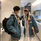 Streetwear Winter Jacket Men Women Hip Hop Letter Basketball Jacket Casual Varsity Jacket Men Cartoon Anime Couple Male Two Side