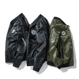 Winter Bomber Jacket Men Military Pilot Jacket Badge Fashion Double Side Wear Motorcycle Jacket Autumn Youth Men Clothing Pocket