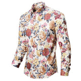 Mens Floral Shirts Vintage Printed Camisa Social Longs Sleeve Shirt Fashion Men Dress Camisa Social Masculina Streetwear
