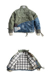 Foesce Men's Hi Street Hole Patchwork Denim Jacket Streetwear Thick Down Cotton Jean Coat for Male
