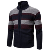 Foesce New Autumn Winter Cardigan Men Sweaters Jackets Coats Fashion Striped Knitted Cardigan Slim Fit Sweaters Coat Mens Clothing
