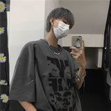 Summer Korean short-sleeved T-shirt men women trend dark love couple loose large size tees all-match high street gothic shirts
