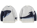 Lonely Whale Knitted Sweaters Spring Autumn Sweater Pullover Men Women Jumpers Harajuku Knitwear Outwear Streetwear Tops