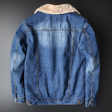 Winter thick men's denim coat plus velvet warm denim jacket fashion casual wool denim parka lamb wool retro jacket