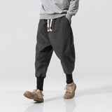 Foesce Korean Fashion Men Casual Harem Pants Japanese Streetwear Cotton Linen Trousers Chinese Kung Fu Tai Chi Uniform Sport Sweatpants