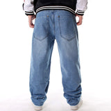 Foesce Plus Size Mens Jeans Top Rushed Stripe Loose Hip Hop Jeans Men Printed Hiphop Demin Pants Tide Trousers Embroidered Flower Wings