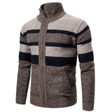 Foesce New Autumn Winter Cardigan Men Sweaters Jackets Coats Fashion Striped Knitted Cardigan Slim Fit Sweaters Coat Mens Clothing