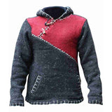 Autumn Winter Oversized Sweater Men New Casual Full Sleeve Hooded Sweaters Patchwork Jumper Knitted Sweater Pullover Men