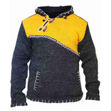 Autumn Winter Oversized Sweater Men New Casual Full Sleeve Hooded Sweaters Patchwork Jumper Knitted Sweater Pullover Men