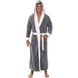 Men's Robe Winter Warm Casual Woman Mens Bathrobe Flannel Robe V Neck Long Sleeve Sleepwear Kimono Warm Male Bath Robes Coat