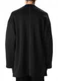 Men's windbreaker jacket wool kimono jacket Japanese V-neck dark black