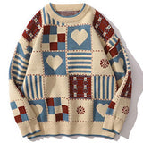 Vintage Sweater Mens Hip Hop Streetwear Harajuku Retro Japanese Style Love Knitted Sweater  Couples Autumn Cotton Pullover