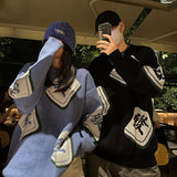Couples knit Sweater Autumn Winter Korean Fashion High Street Mahjong Jacquard Pullover Gothic Harajuku Loose Casual Tops
