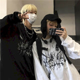 Autumn Long-sleeved Tshirt Women Men T Shirt Student Korean Loose  Fashion Retro T-shirt  Shirt Bottoming Shirt Couples