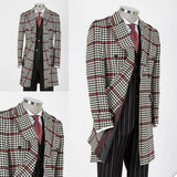 Woolen Men Suit Long Plaid Check Overcoat Bussiness Office Party Prom Blazer Tailor Made Formal Causal Costume Homme