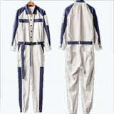 Mens Hip Hop Cargo Jumpsuit Fashion Punk Style Sashes Joggers Overalls Multi Pockets Work Rompers Streetwear Korean Clothes