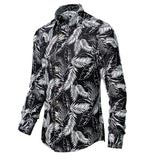 Mens Floral Shirts Vintage Printed Camisa Social Longs Sleeve Shirt Fashion Men Dress Camisa Social Masculina Streetwear