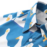 Streetwear Duck Print Short-Sleeved Shirt Men Harajuku Hawaiian Shirt Summer Casual Tee Pocket Shirts Women Unisex Tops