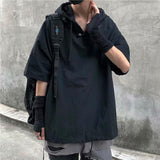 Men's Summer T-shirt Fashion Hip Hop Streetwear Harajuku Hooded T Shirt Kroean Loose Half-sleeved Pullover Tops Tees
