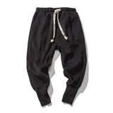 Foesce Korean Fashion Men Casual Harem Pants Japanese Streetwear Cotton Linen Trousers Chinese Kung Fu Tai Chi Uniform Sport Sweatpants