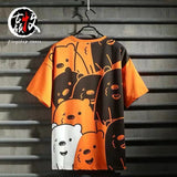 Foesce Old style hip hop fashion men's short sleeve T-shirt color matching style tooling 5-sleeve men's T-shirt