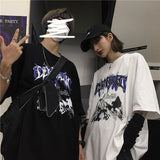 Summer Korean short-sleeved T-shirt men women trend dark love couple loose large size tees all-match high street gothic shirts