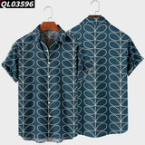 Men's Short Sleeve Lapel Shirt Large Size Strip 2 3D Printed Men's Shirt with Pockets