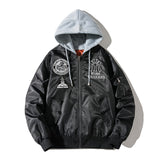 Men's Bomber Jacket Winter&Autumn Embroidery Baseball Jacket Hooded Removable Coat Couple Varsity Hiphop Unisex Streetwear